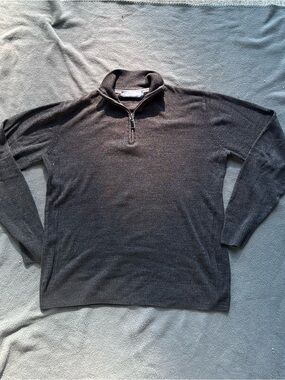 Oscar de la Renta Men's Charcoal Half-Zip Sweater
